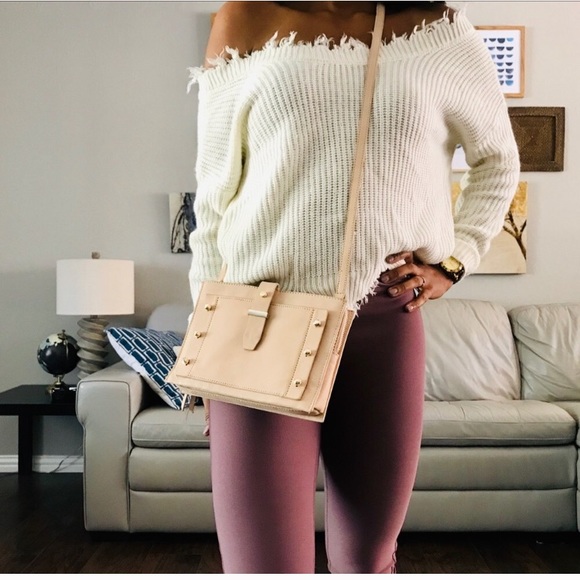 Botkier Handbags - Botkier Warren City Leather Studded Nude Crossbody